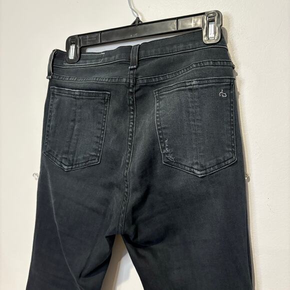 Rag & Bone Women's Mid Rise Skinny Ankle Black‎ Gray Denim Jean 28 Distressed - Picture 2 of 7